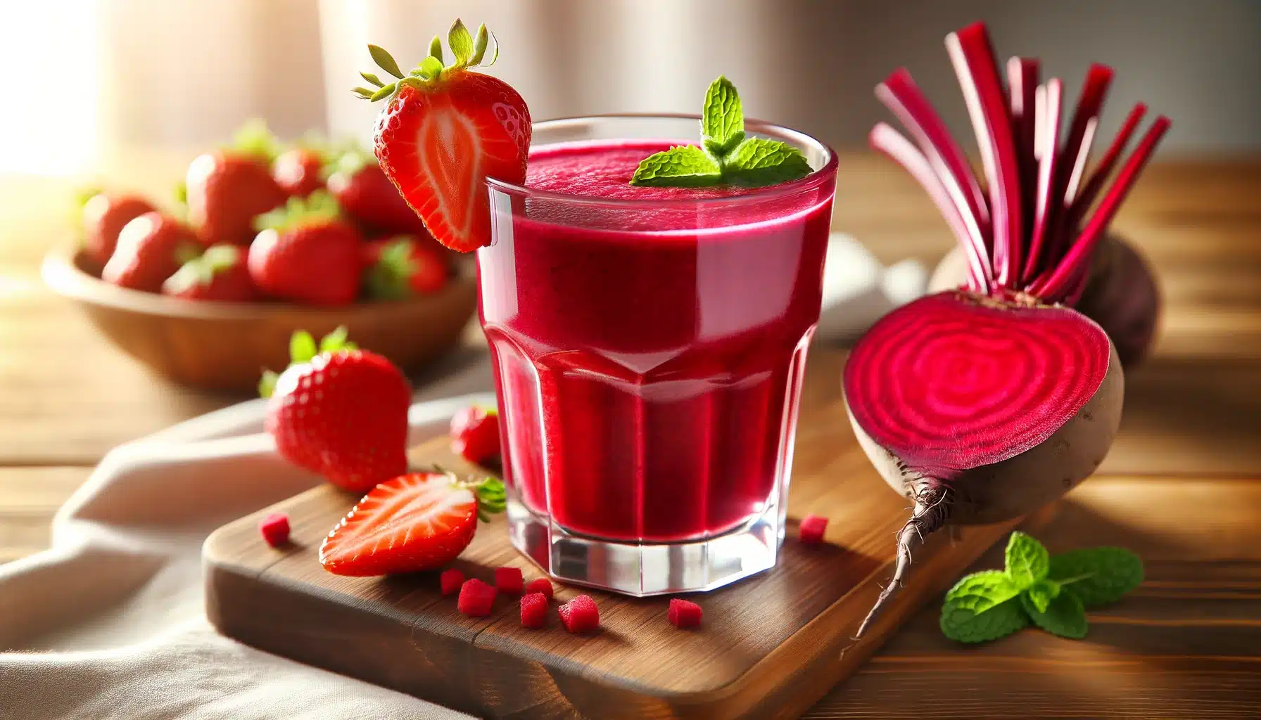 batido rojo con fresas y remolacha